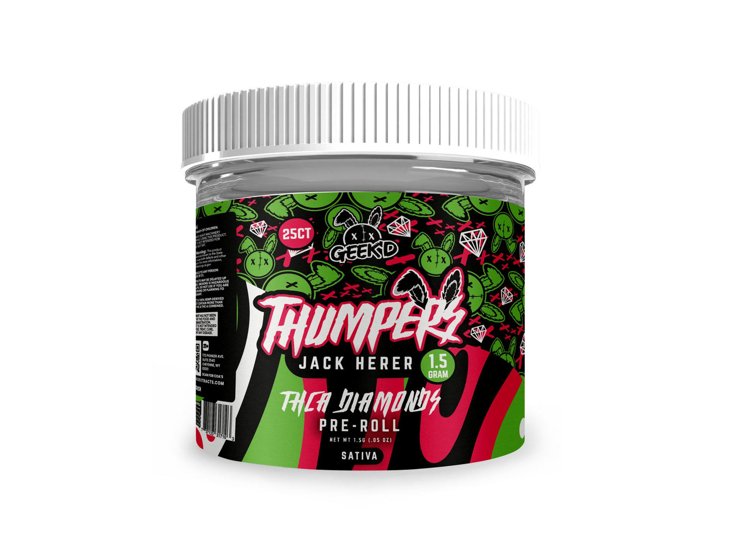 GEEK'D EXTRACTS - THUMPERS - THCA DIAMONDS PRE-ROLLS