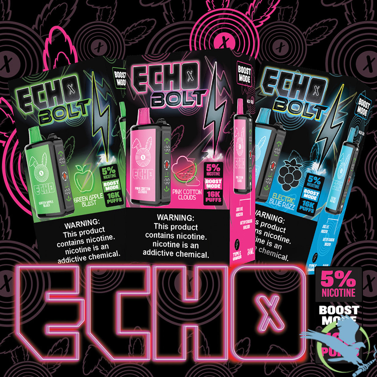 ECHO BOLT Disposable Nicotine Vape 16000 Puffs (24mL)