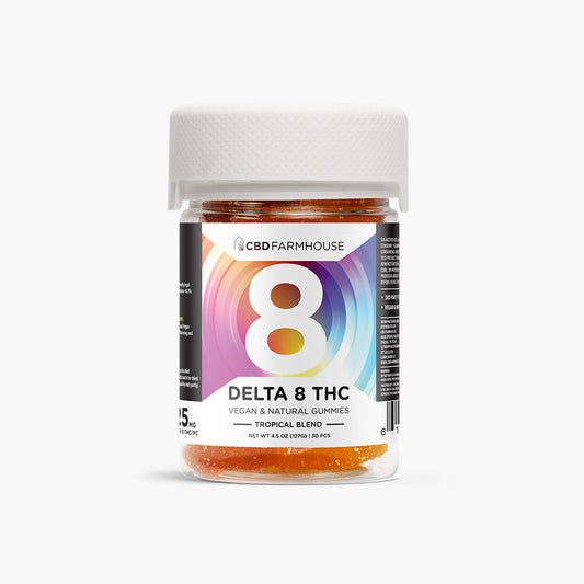 CBD FARMHOUSE - DELTA 8 VEGAN GUMMIES - 25mg/30ct (TROPICAL BLEND)